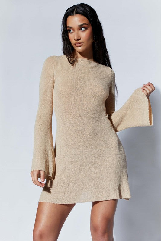 Long Sleeve Open Back Look Party Mini Dress