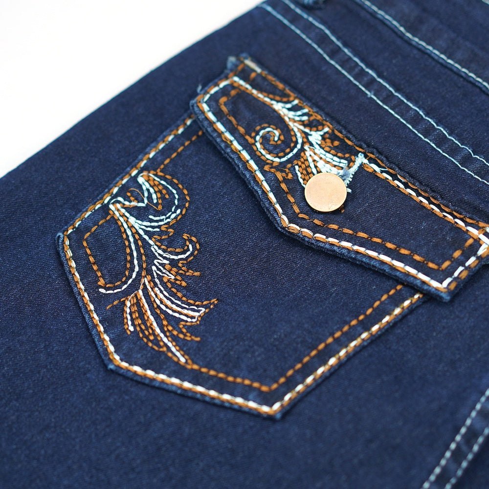 Embroidered Bootcut Jeans - Butt Lifting Mid-Rise Denim with Statement Details