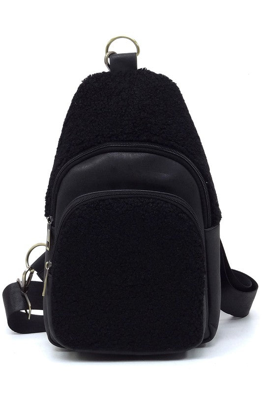 Terry Fur Sling Bag Crossbody Backpack