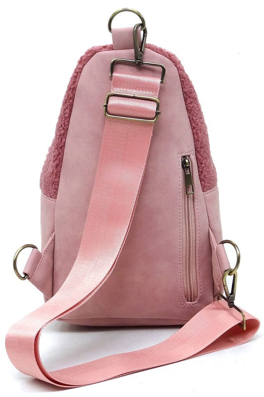Terry Fur Sling Bag Crossbody Backpack