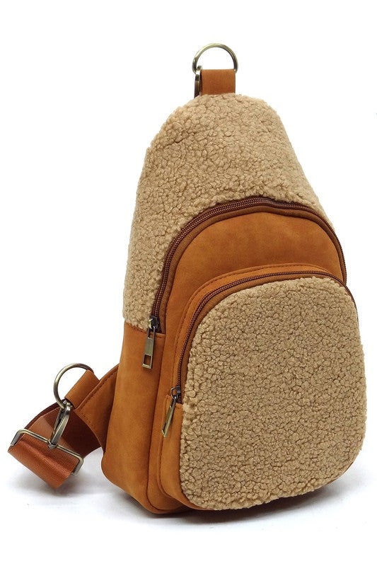Terry Fur Sling Bag Crossbody Backpack