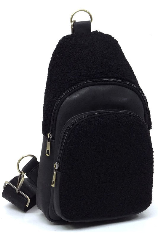 Terry Fur Sling Bag Crossbody Backpack