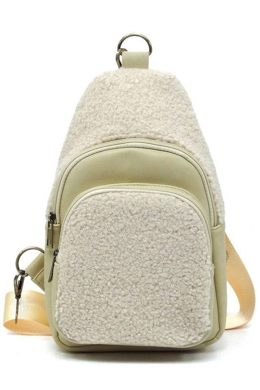 Terry Fur Sling Bag Crossbody Backpack