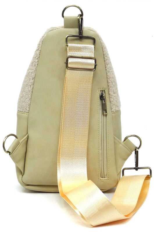 Terry Fur Sling Bag Crossbody Backpack