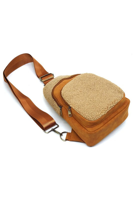 Terry Fur Sling Bag Crossbody Backpack