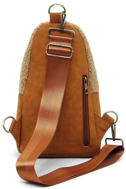 Terry Fur Sling Bag Crossbody Backpack