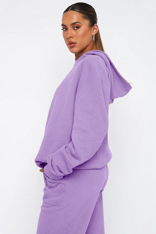 Chic Pastel Kanga Pocket Hoodie & Drawstring Sweatpant Set