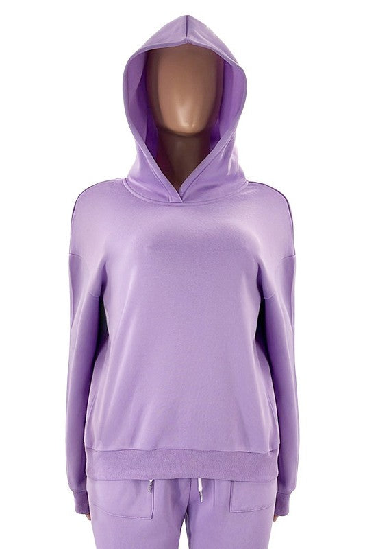 Chic Pastel Kanga Pocket Hoodie & Drawstring Sweatpant Set