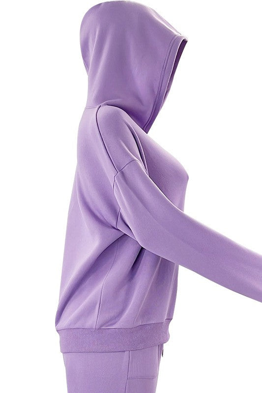 Chic Pastel Kanga Pocket Hoodie & Drawstring Sweatpant Set