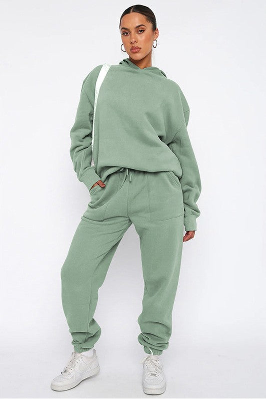 Chic Pastel Kanga Pocket Hoodie & Drawstring Sweatpant Set