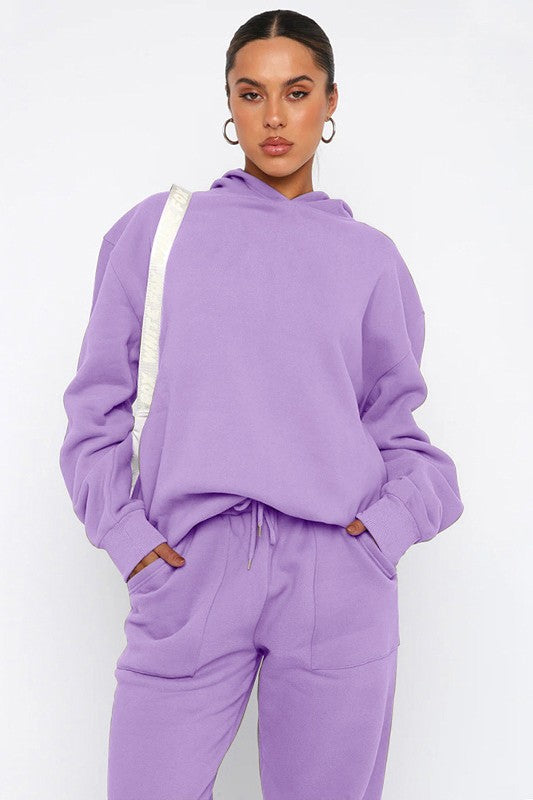 Chic Pastel Kanga Pocket Hoodie & Drawstring Sweatpant Set