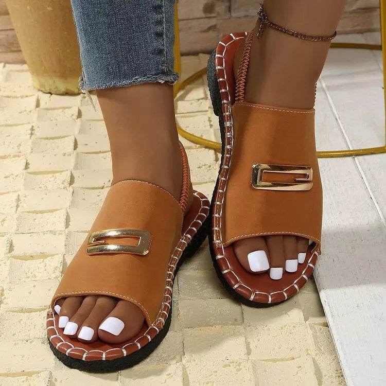 Stylish Open Toe Low Heel Sandals - Fashions Envy