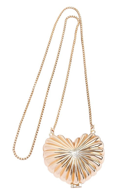 Heart Shape Box Clutch - Mini Textured Swing Bag