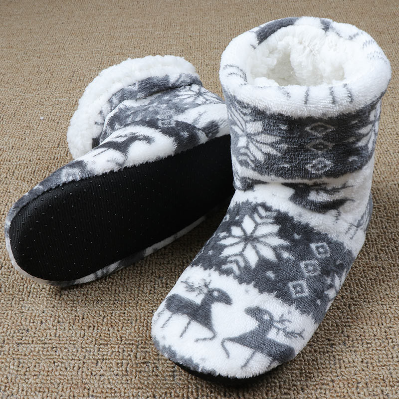 Christmas Elk Slippers - Warm Plush House Shoes