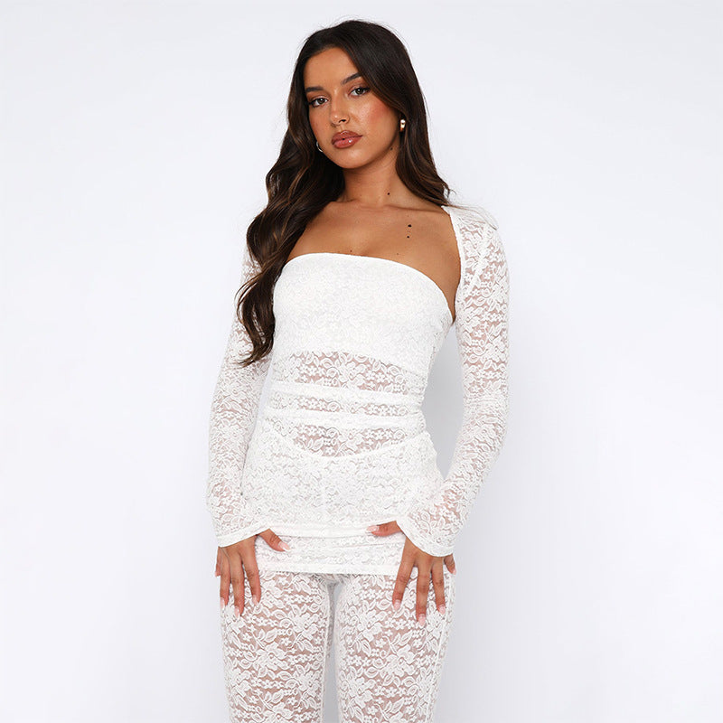 Lace See-Through Set - Blouse and Pants Intimate Wear