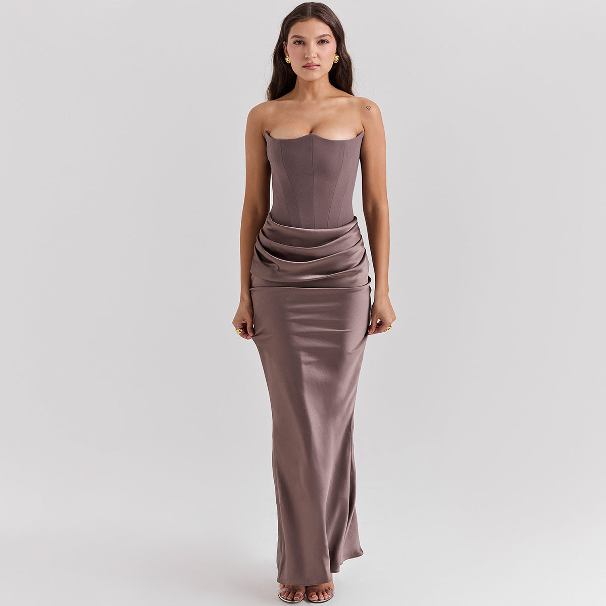 Slim-fit Bandeau Tube Top Long Sexy Backless Party Evening Dress