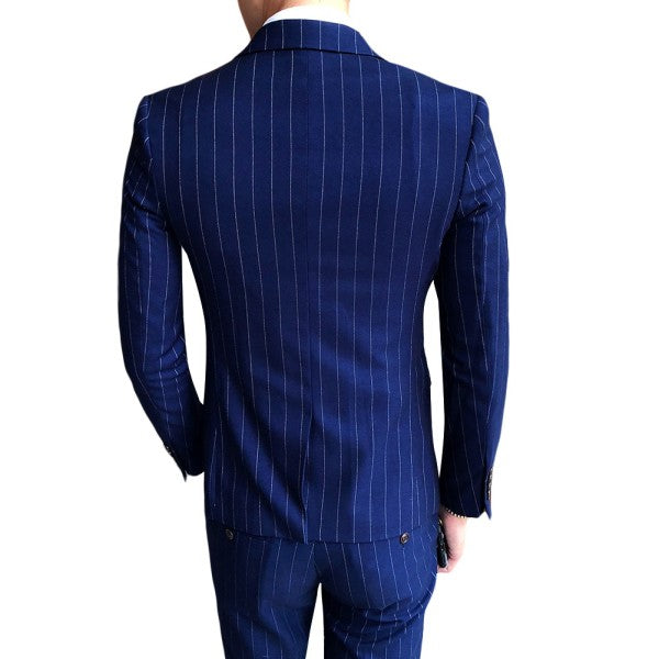 Mens Formal 3 Piece Pinstripe 2 Button Suit - Fashions Envy