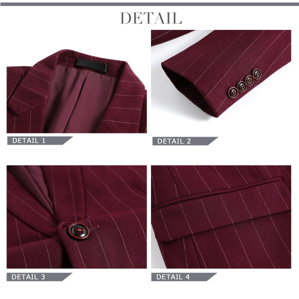 Mens Formal 3 Piece Pinstripe 2 Button Suit - Fashions Envy