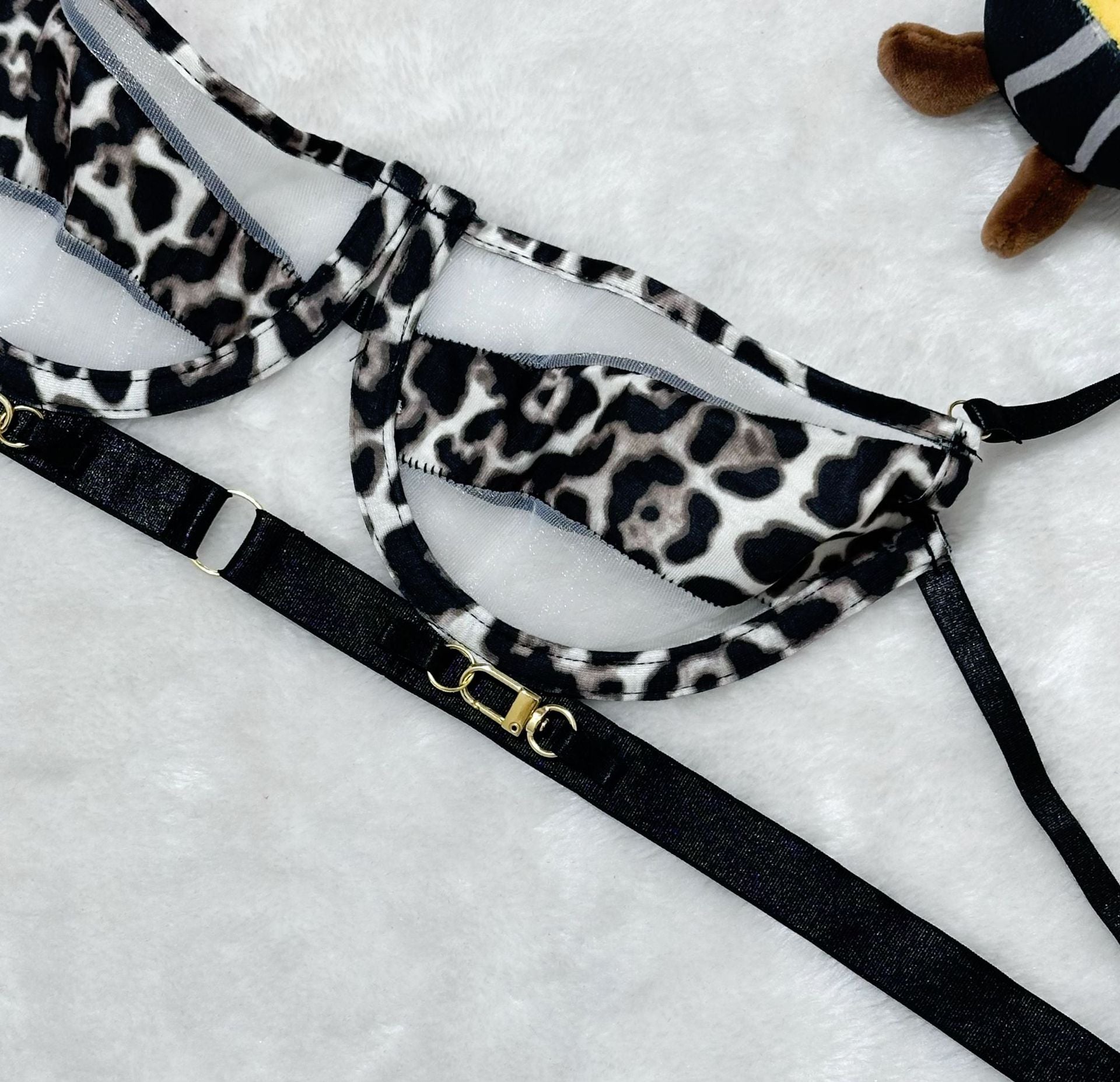 Leopard Print Lingerie - Mesh Waist Shaping Set - Fashions Envy