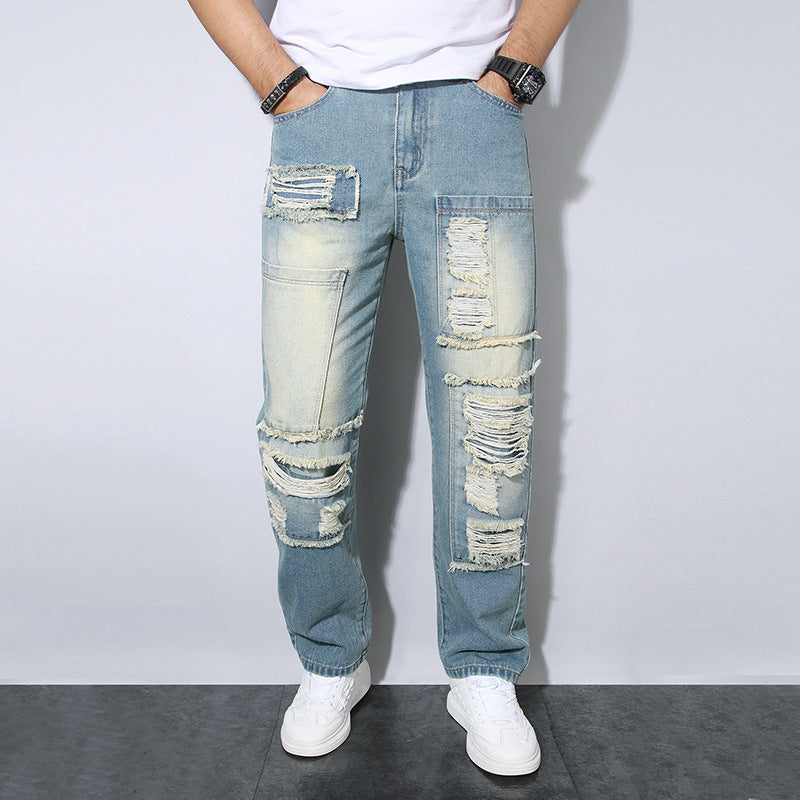 Straight Leg Jeans Men - Wrinkle-Resistant Loose Fit - Fashions Envy