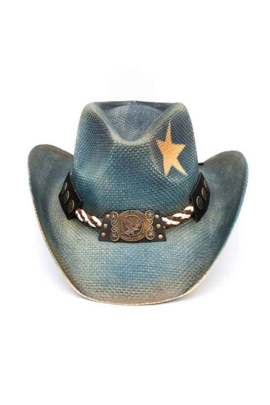 Western Eagle Plate Star Print Cowboy Hat