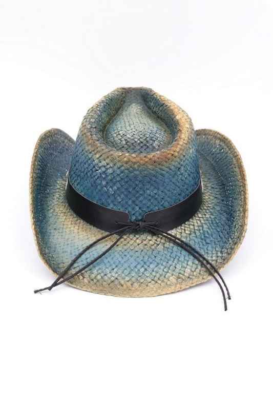 American Flag Contrast Brim Distressed Cowboy Hat