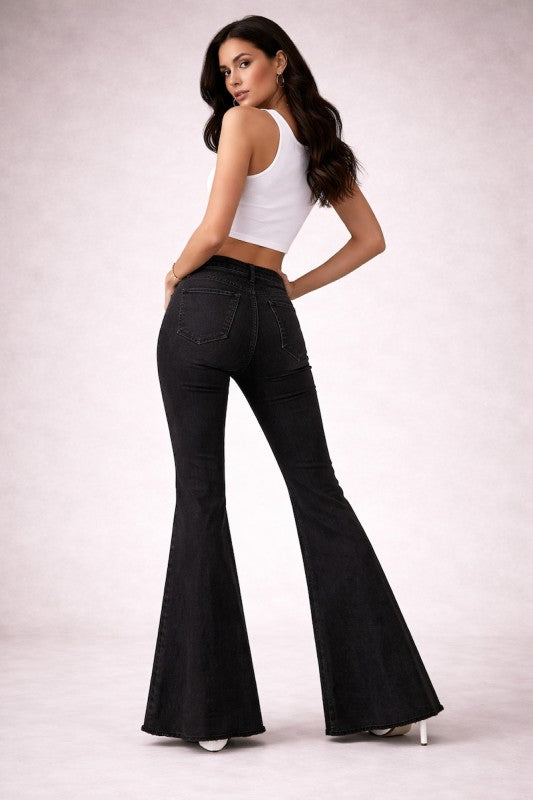 Black Studded Bell Bottom Jeans - USA Made Western Style