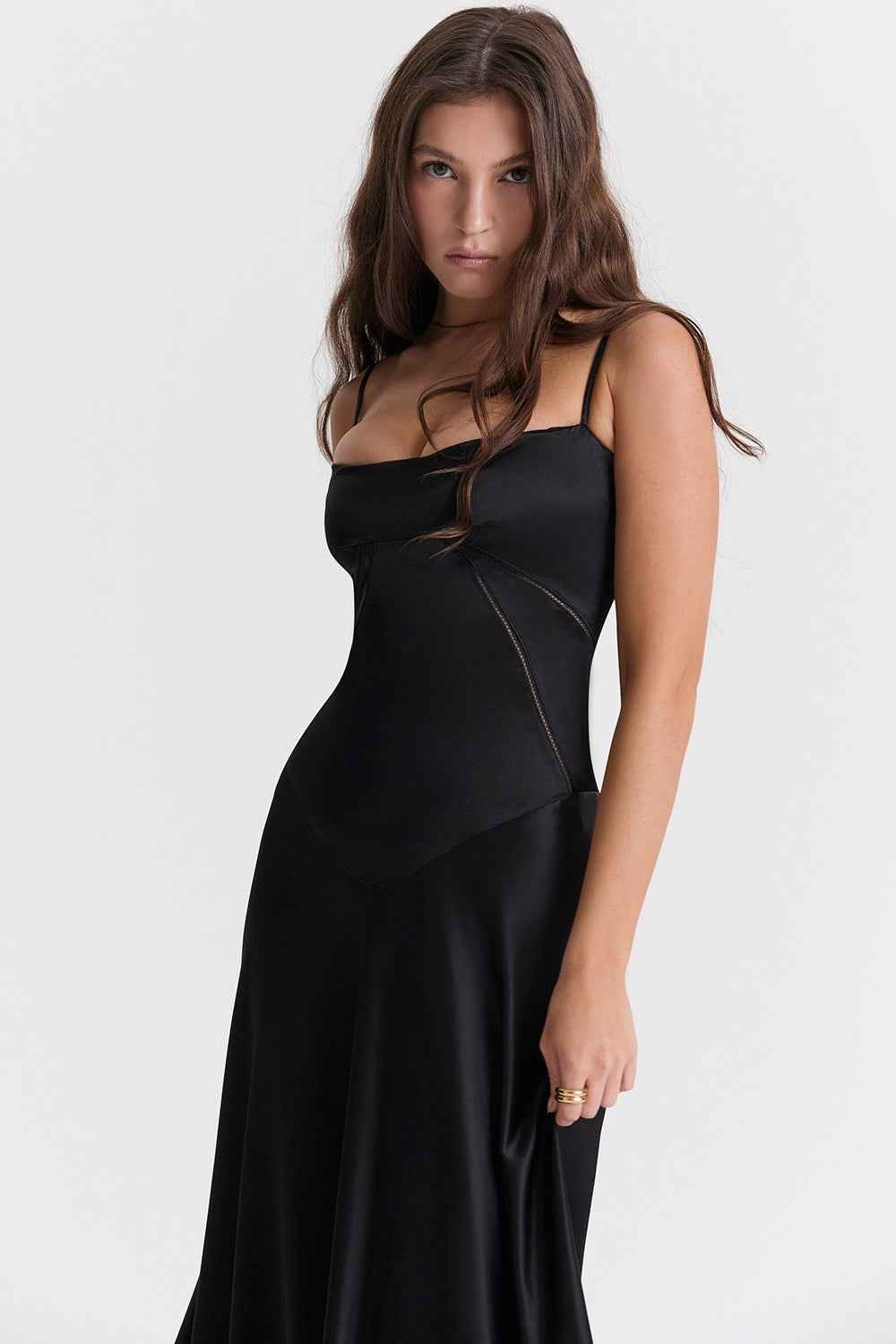 Corset Back Maxi Dress - Spaghetti Strap Slim Fit Camisole Gown