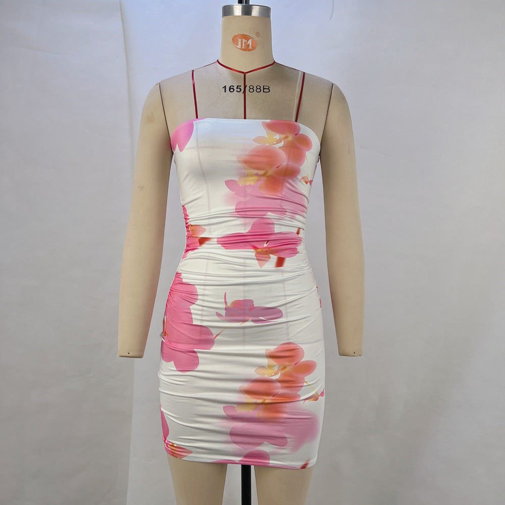Floral Bodycon Mini Dress - Strapless Summer Look