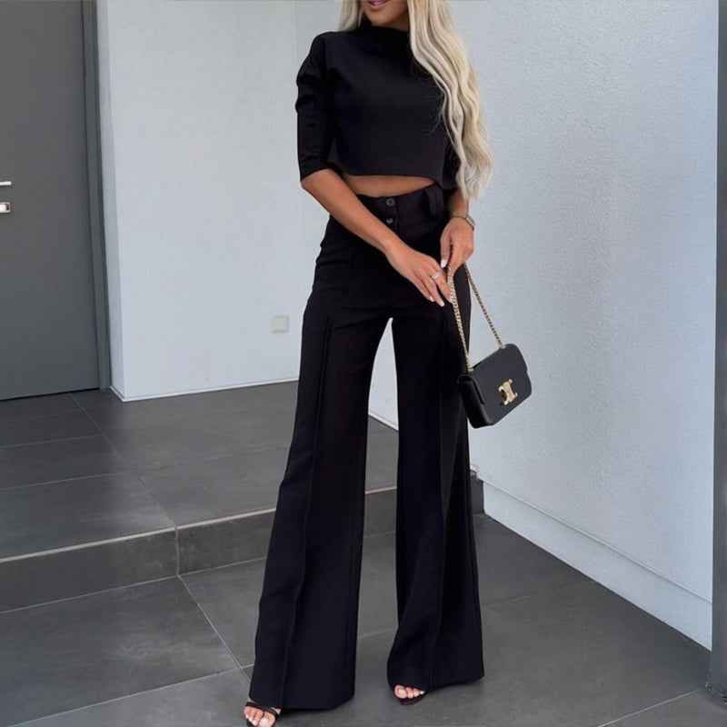 Professional Two-Piece Set - Cropped Top & Pants