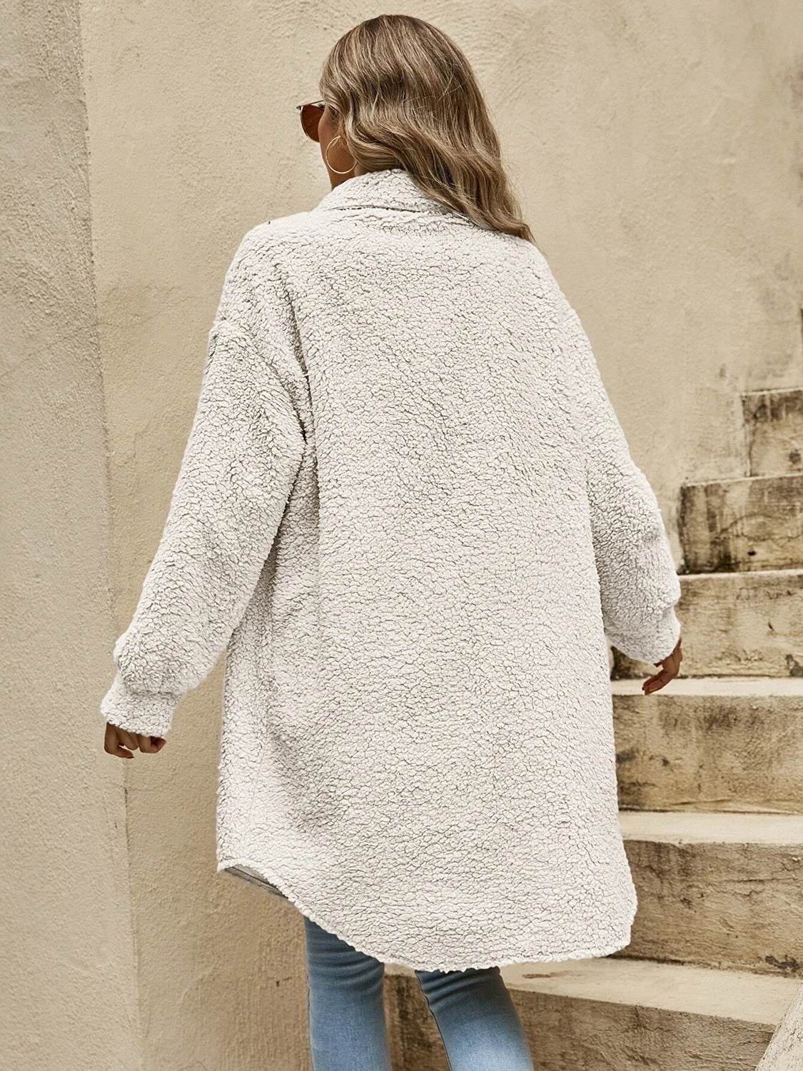 Collared Button Down Coat - Fashions Envy