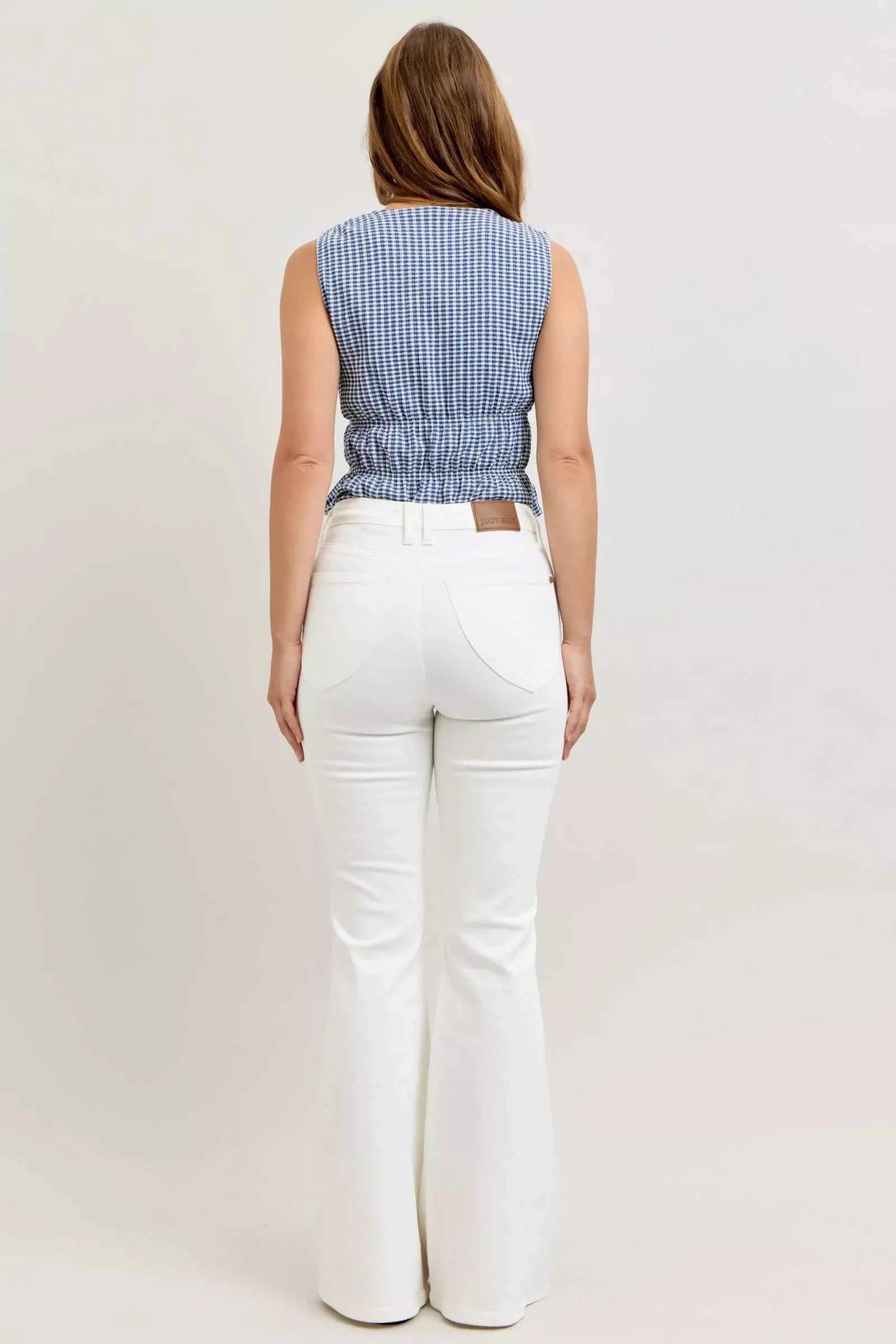 Judy Blue High Waisted Flare Jeans - White Tummy Control