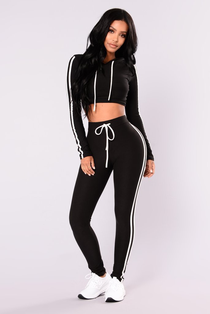 Women's Crop Top Hoodie Jogger Pants Tracksuit