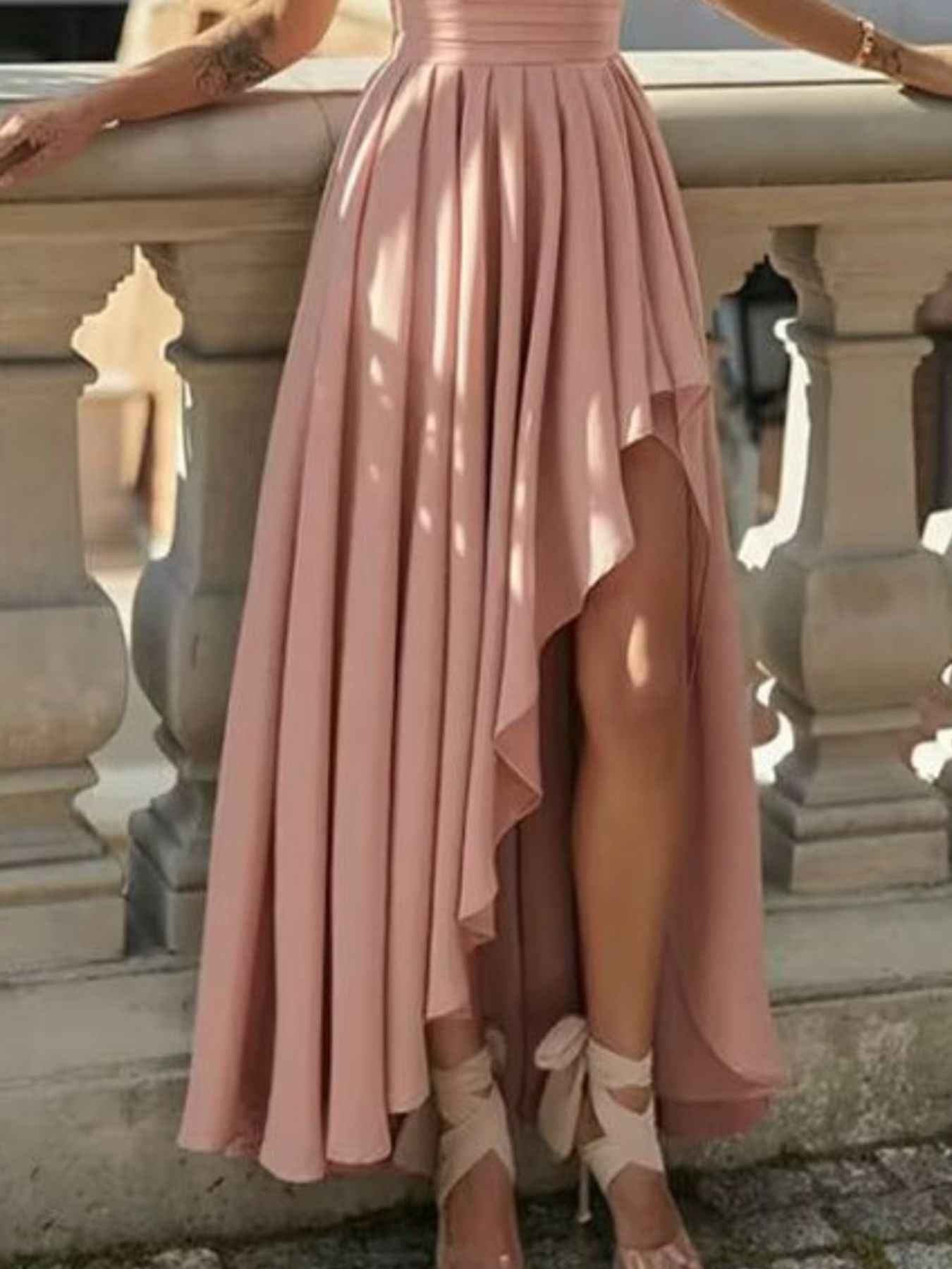 Elegant Party Dress - One-Shoulder Asymmetrical Hem