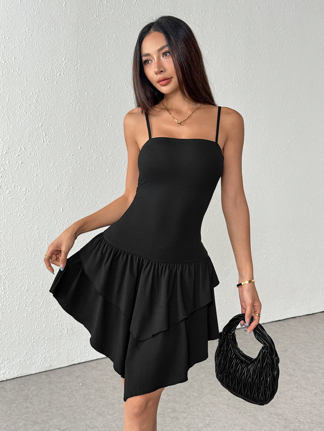 Summer Camisole Backless Mini Dress - Sleeveless Square Neck