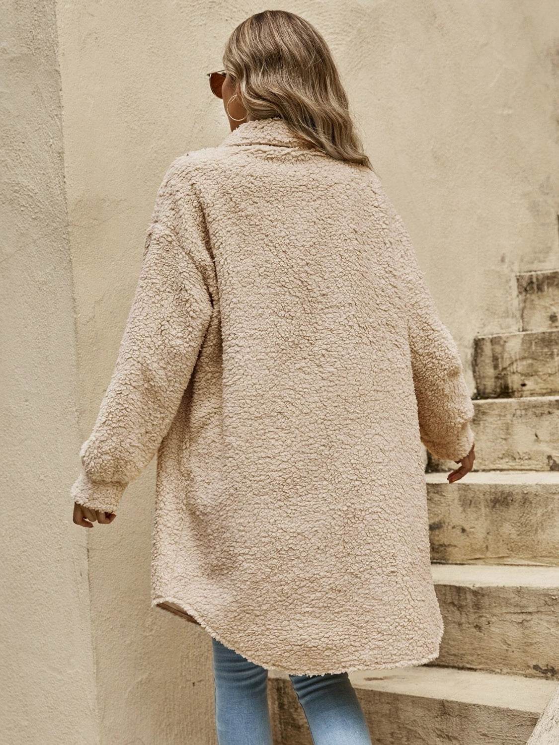 Collared Button Down Coat - Fashions Envy