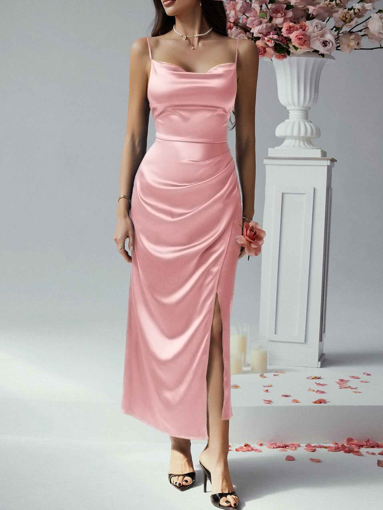 Halter Neck Maxi Dress - Sleeveless Evening Gown