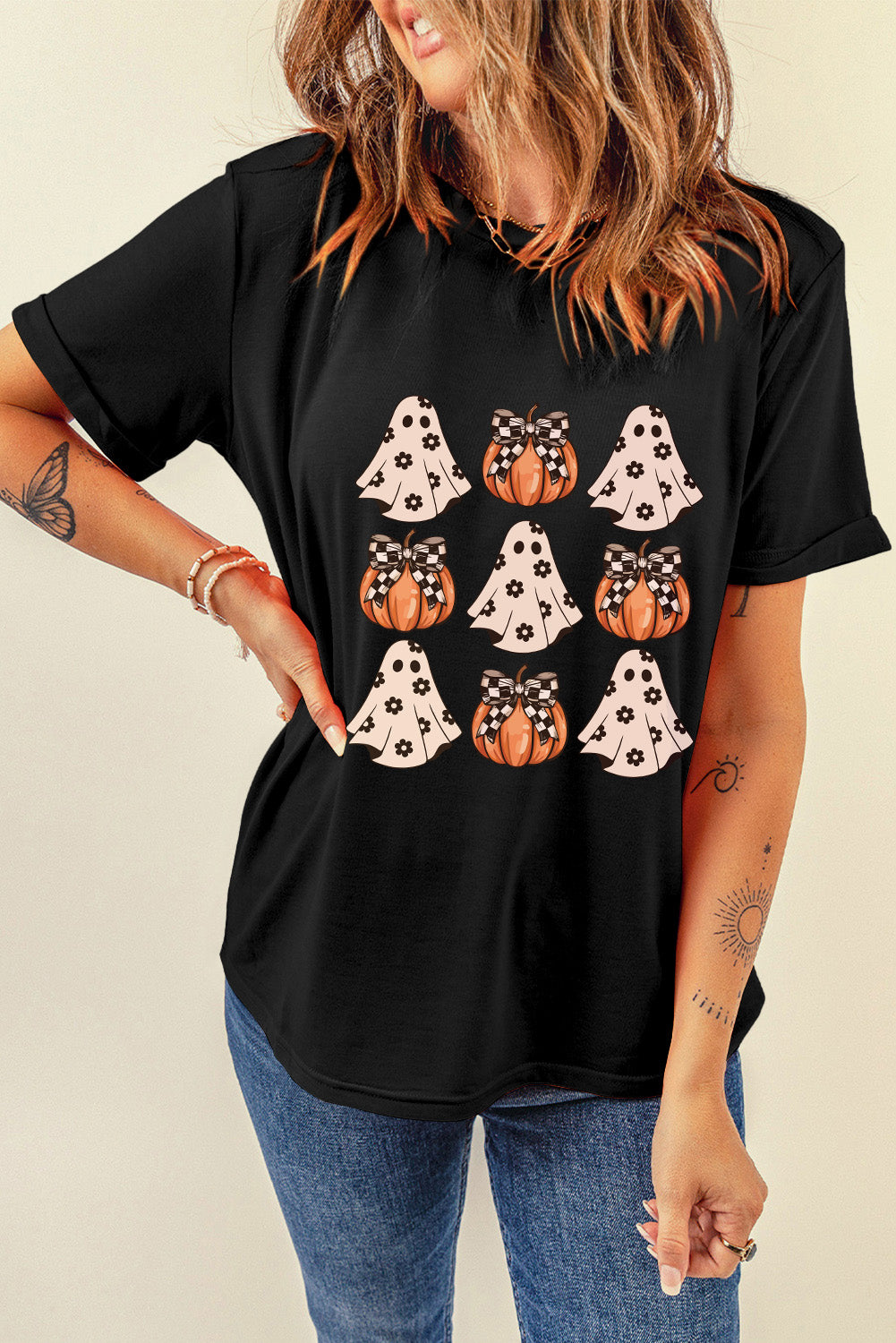 Halloween Graphic Round Neck Short Sleeve T-Shirt - Fashions Envy