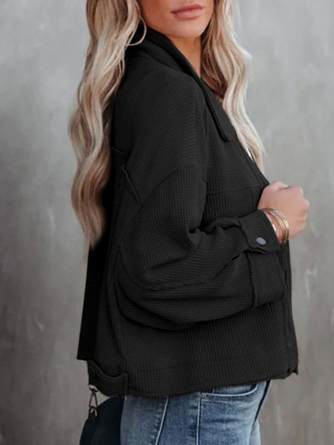 Chic Button Up Long Sleeve Jacket