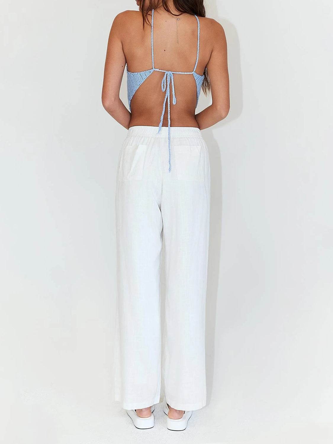 Tie Back Sleeveless Tank Top - Fashions Envy