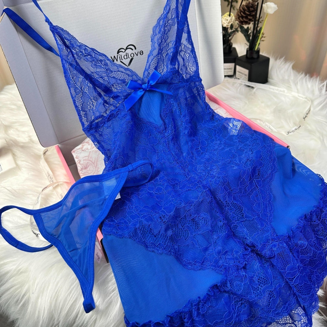 Lace Cami Babydoll Nightdress - Ruffle Hem Style - Fashions Envy