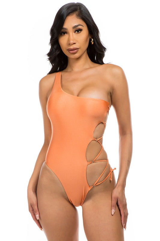 One Shoulder Sexy Cutouts One-Piece Swimsuit