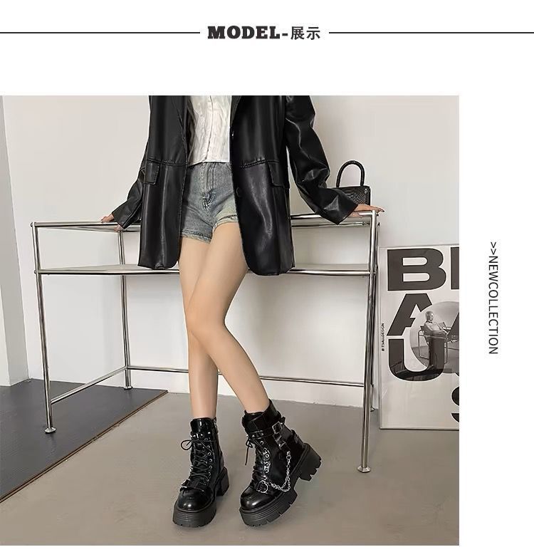 Martin Boots - Black Thick Sole Mid-Calf Platform