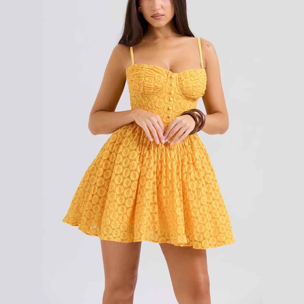 Fluffy Tulle Mini Dress - Square Neck Party Princess Style