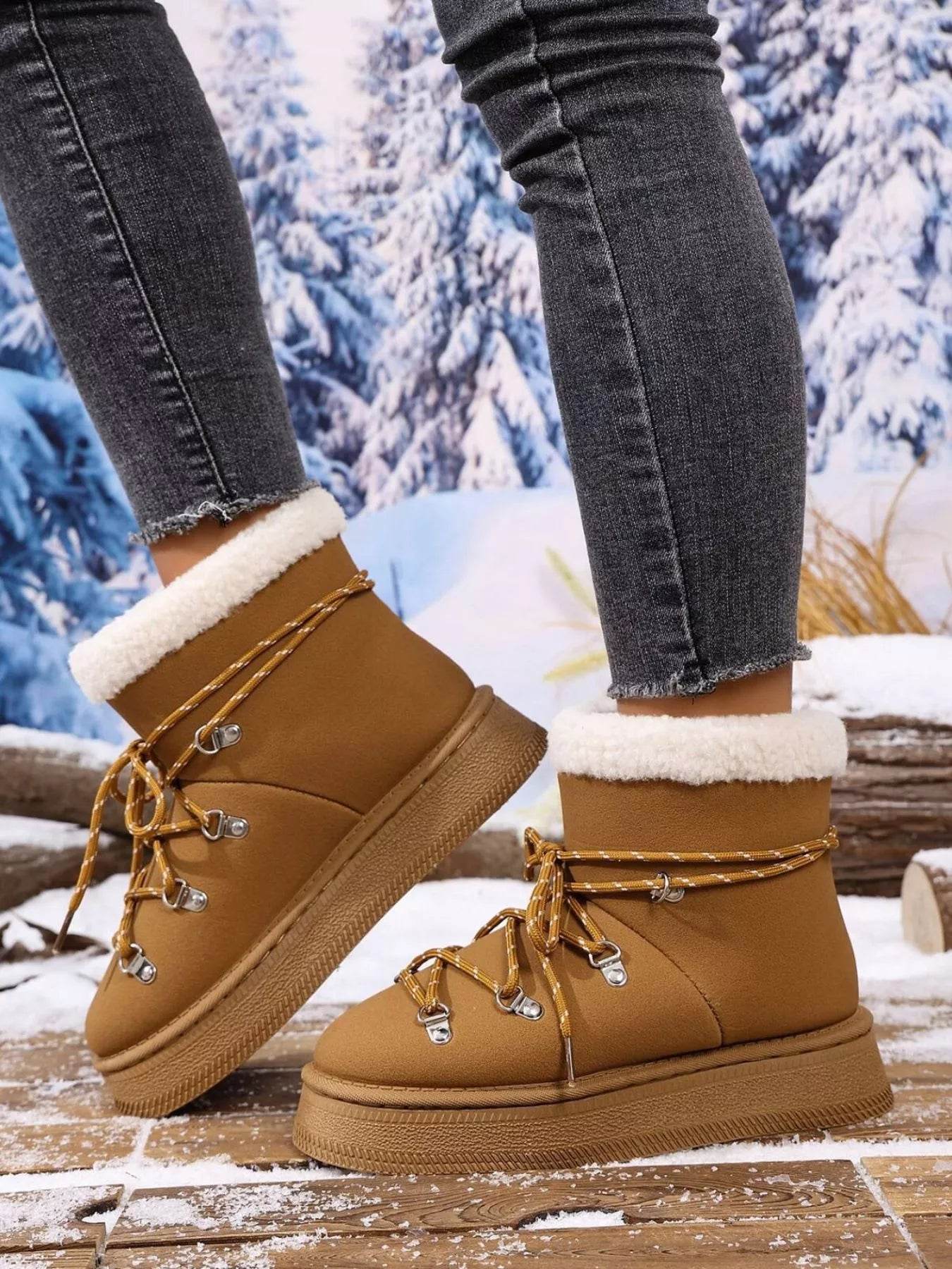 Round Toe Platform Boots - Fashions Envy