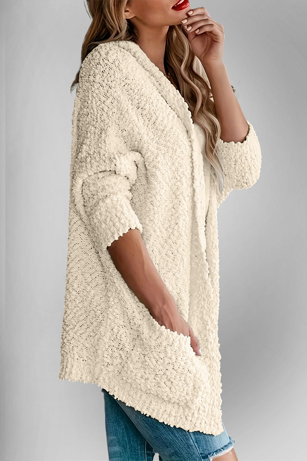 Double Take Pocketed Open Front Long Sleeve Cardigan - Fashions Envy