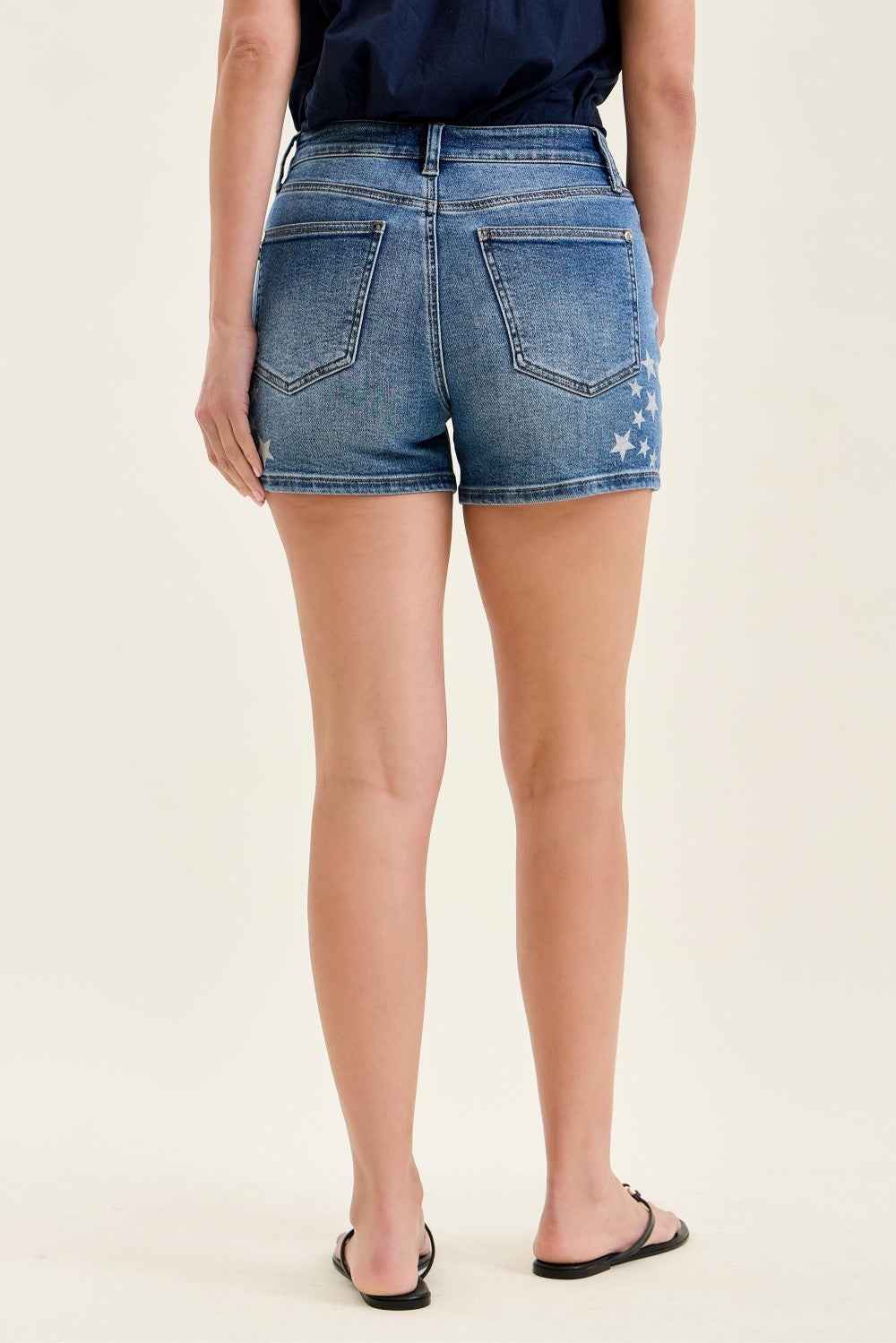 Star Splatter Denim Shorts - Judy Blue High Rise Slim Fit