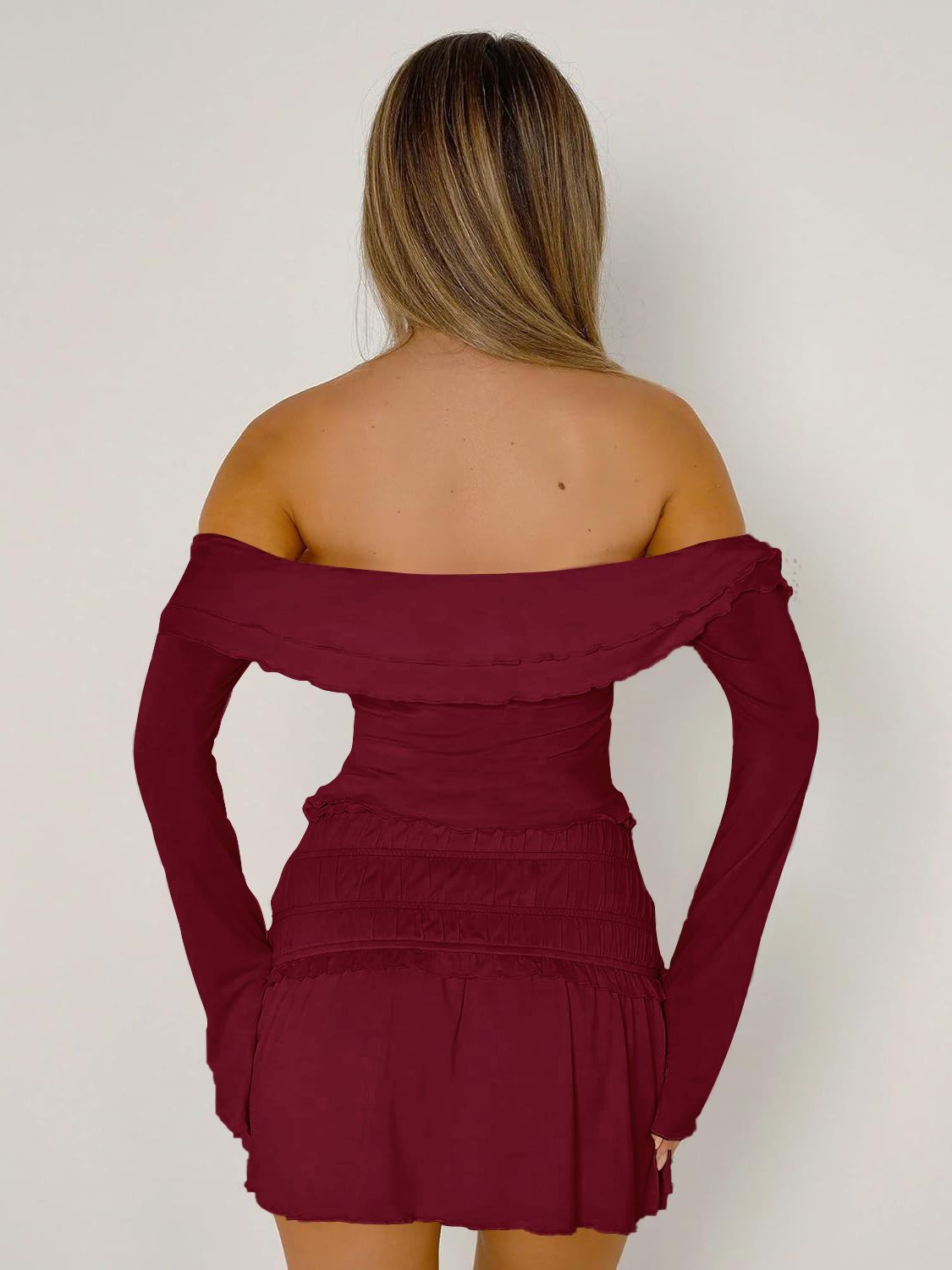 Devine Twisted Ruffled Off-Shoulder Long Sleeve T-Shirt - Fashions Envy
