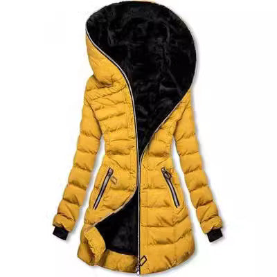 Warm Fleece Hooded Jacket - Mid-length Coat