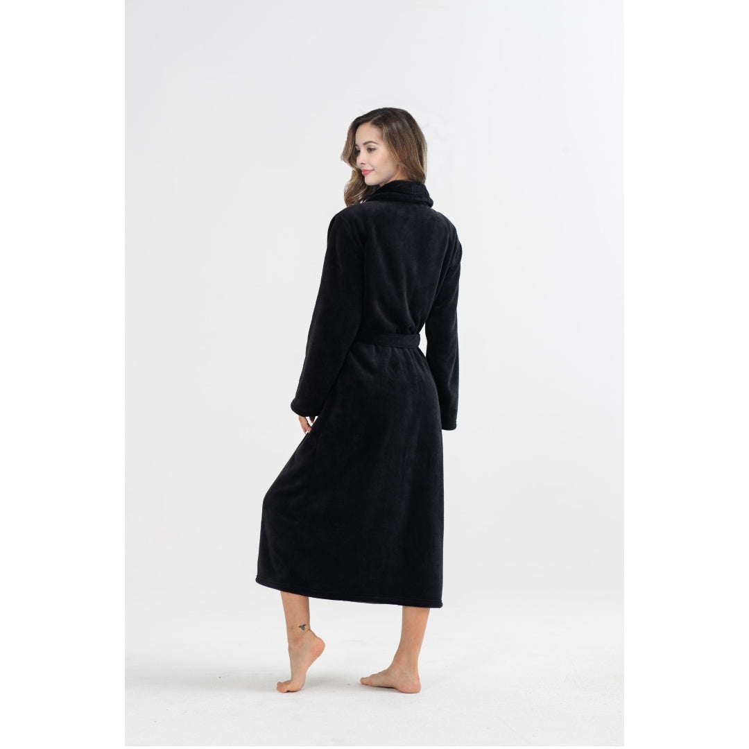 Plush Fleece Bathrobe - Ultra Soft Long Robe for Women